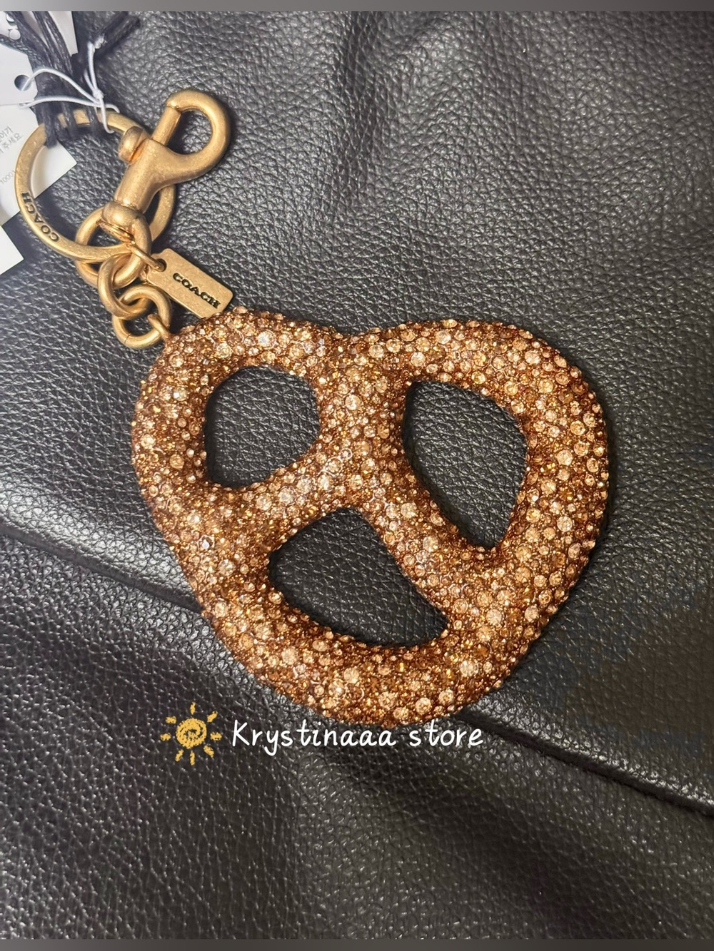 NWT Coach Large Crystal Pretzel Bag Charm CCY89 Fast Shipping! - Picture 2 of 9